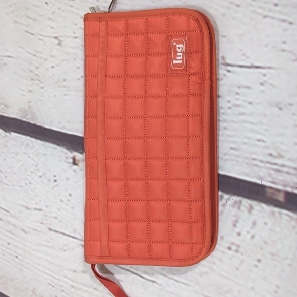LUG - Tango Red Quilted Zip Around Travel Wallet with Wristlet - Picture 2 of 6